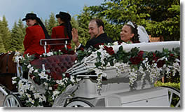Wedding couple in carriage
